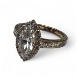 Sterling Silver Ring W Clear Stones 925