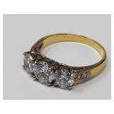 Sterling Silver Ring W Clear Stones 925