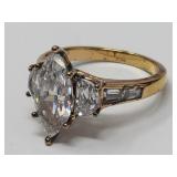 Sterling Silver Ring W Clear Stones 925