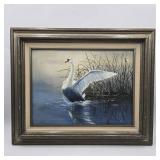 Signed Sneak Goose Painting on Canvas