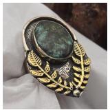 Silver & Turquoise Ring w/ Gold Overlay