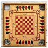 1970 Double Sided Wood Carrom Game Board