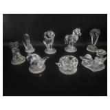 Vtg Crystal Figurines Ram Birds Hedgehog Cobra