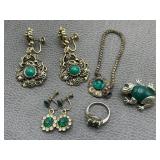 Green Stone & Faux Jade Costume Jewelry