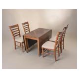 Vintage Walnut Drop Leaf Table & 4 Modern Chairs