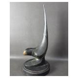 Vintage Art Deco Verdis Gris Patina Bronze Parrot