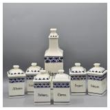 ANTIQUE GERMAN BLUE & WHITE  SPICE & VINEGAR SET