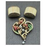 Joan Rivers Clip On Earrings & Brooch