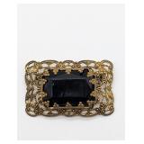 VTG. WEST GERMAN BROOCH GOLD TONE FILIGREE WITH