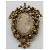 FLORENZA SHELL CAMEO PIN BROOCH