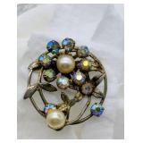 FLORAL AURORA BORLIS RHINESTONE & FAUX PEARL