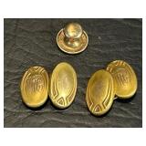 14K Yellow Gold Cufflinks & Stud 6.35g