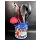 Pioneer Woman Kitchen Utensil Holder w/ Contents