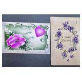 2 Antique Postcards 1 Hand Colored & 1 Hand