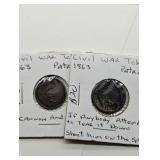2 CIVIL WAR TOKENS 1863