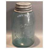 ANTIQUE MASONï¿½S PINT JAR W/ GLASS LINED ZINC LID