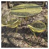 Vintage Yellow Wrought Iron Table & 3 Chairs