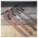 Four 36" Ridgid Pipe Wrenches