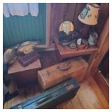 Vintage Lot w/ Samsonite Case, Tables, & Buckles