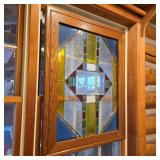Framed Stained Glass Panel Geometric Art