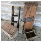 Large Cabbage Cutter, Ironing Board, & Crates