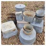Lot of Galvanized Wash Tubs, Cans, & Buckets