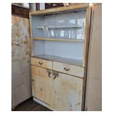 Retro Rusty Metal Cabinet w/ Glass Doors