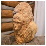 Carved Stone Native American Chief