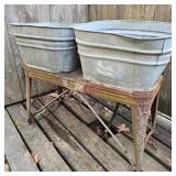 Antique Galvanized Double Wash Tub