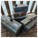 Lot of 5 Vintage Tackleboxes w/ Reels