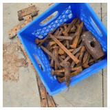 Crate of Railroad Spikes w/ Strap Hinges