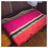 Vintage Pink Stripe Wool Blanket