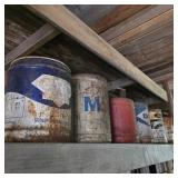16 Vintage Oil / Fuel / Lube Cans (West Side)