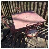 Vintage Wrought Iron Table & 4 Chairs