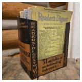 Vintage Metal Reader's Digest Holder & Contents
