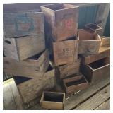 Lot of Old Wood Crates & Boxes