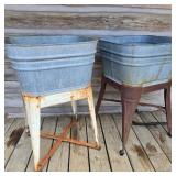 Pair of Metal Wash Tups w/ Stands