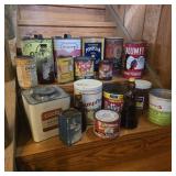 Box 2 of Old Tins w/ Phillips 66 Grease