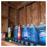 Contents of Shelf: Cleaning, Windex, & Household