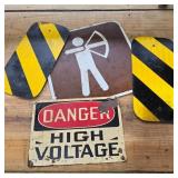 Small Archery & High Voltage Sign Lot