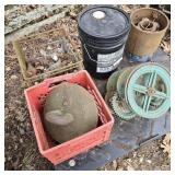 Pallette & Contents w/ Crate of Hitch Balls