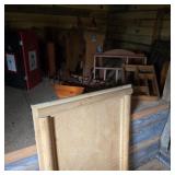 Large Lot of Pine Shelves & Decor w/ Frame
