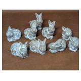9 Ceramic Rabbits