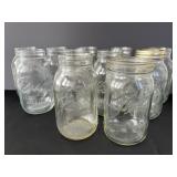 11 Glass Canning Jars Ball Mason, Pur, Golden
