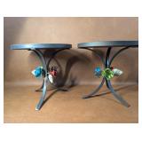 2 Metal Floral Themed Metal Plant Stands