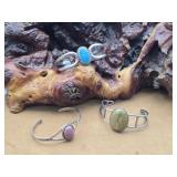 3 - Native American Style Silver Bracelets / Cuffs