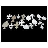 17 Pc Distressed Metal Folk Art Molded Tin Rustic