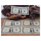 AU 1935 Silver Certificate $1 Note & Four Others