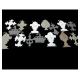 15 Pc Distressed Metal Folk Art Molded Tin Rustic