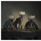 NWT Ornate Wrought Iron Candle Holders ,